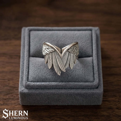 Silver Fallen Wing Ring, Adjustable Guardian Angel Ring, Celestial Jewelry, Dainty Feather Wing Ring, Memorial Gift, Boho Ring