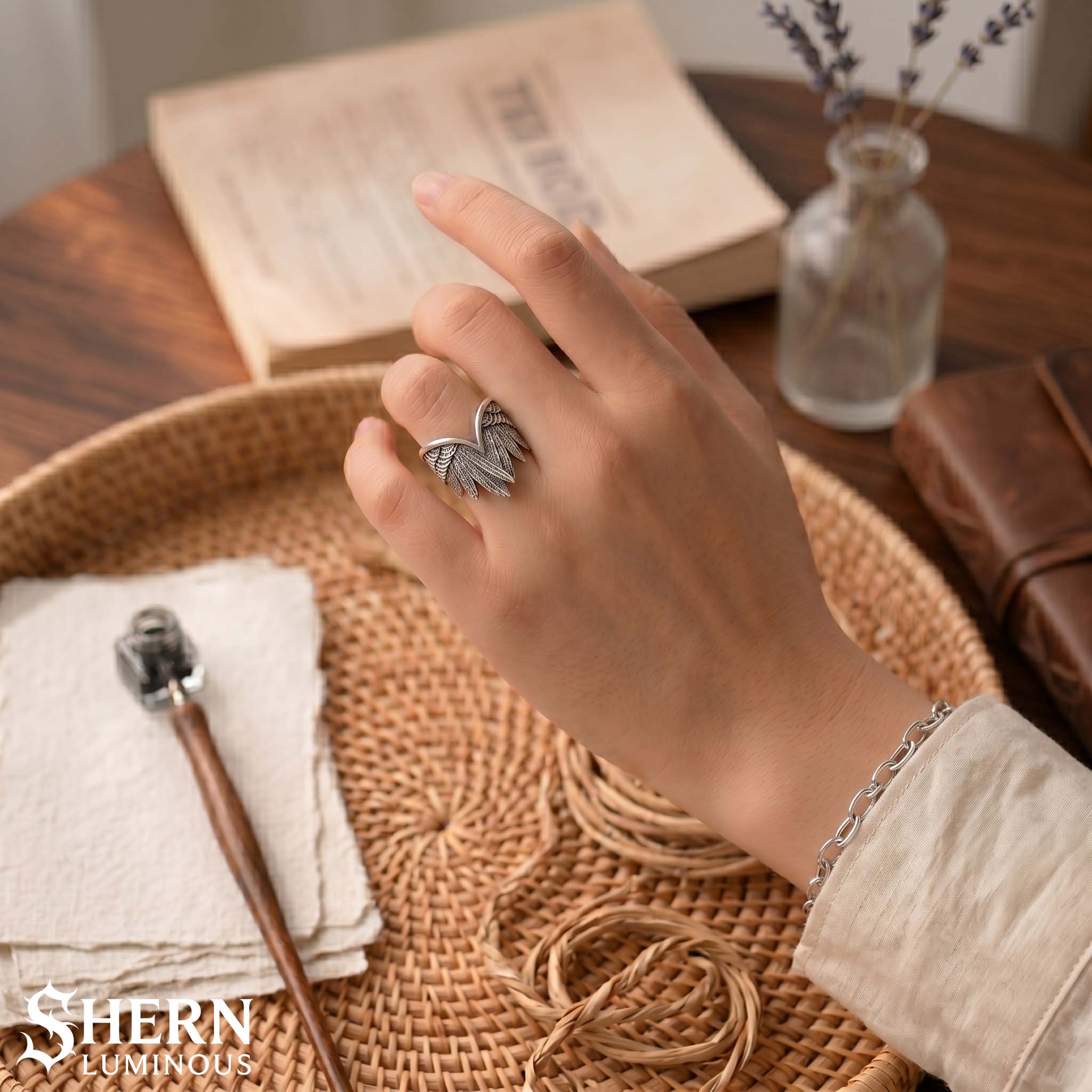 Silver Fallen Wing Ring, Adjustable Guardian Angel Ring, Celestial Jewelry, Dainty Feather Wing Ring, Memorial Gift, Boho Ring